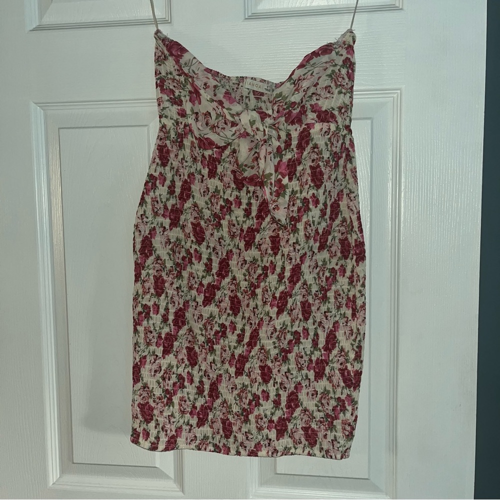 O. Vianca Strapless Floral Tie Cutout Stretchy Dress